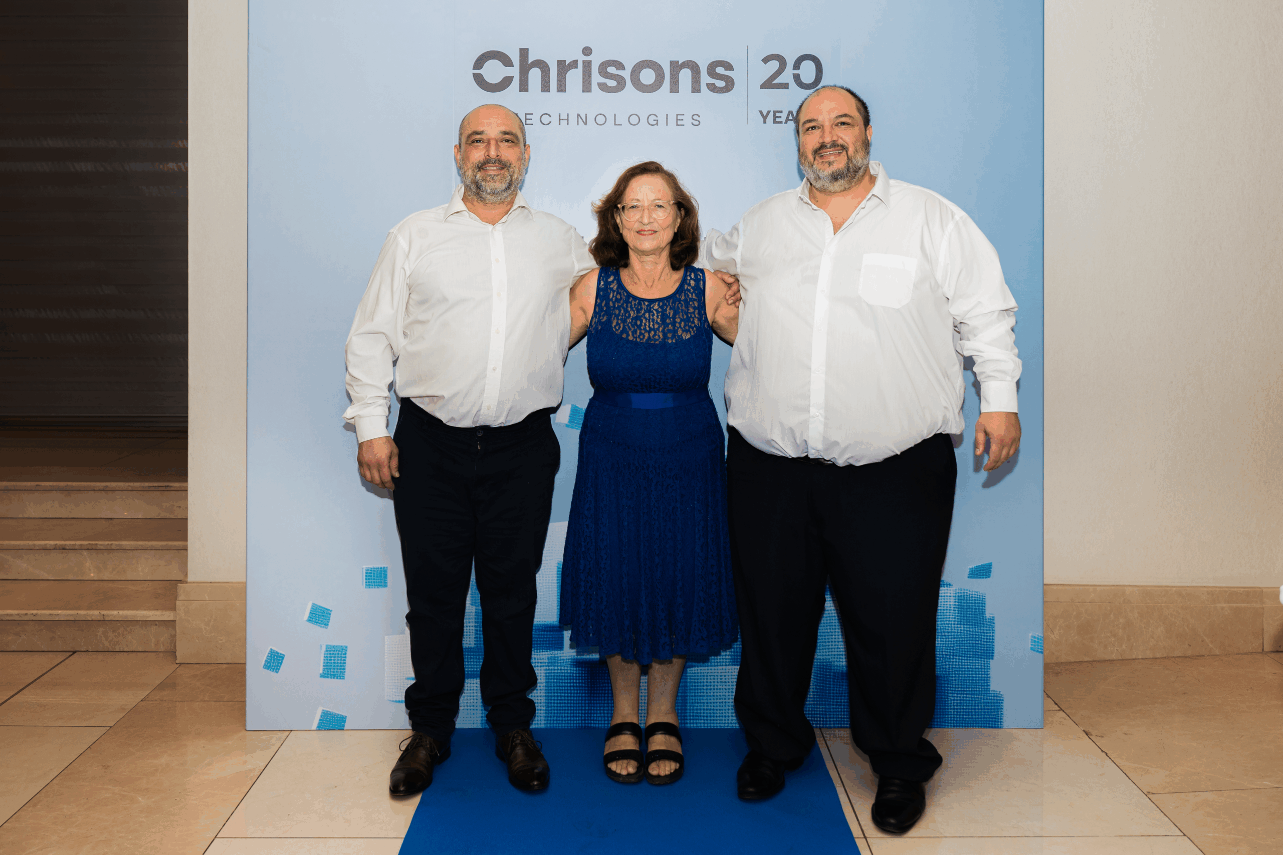 Eleni Aristodemou, Kyriacos Aristodemou, Ari Aristodemou at Chrisons Technologies 20-year anniversary party